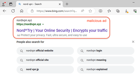 malvertising ve výsledcích vyhledávání v prohlížeči Bing